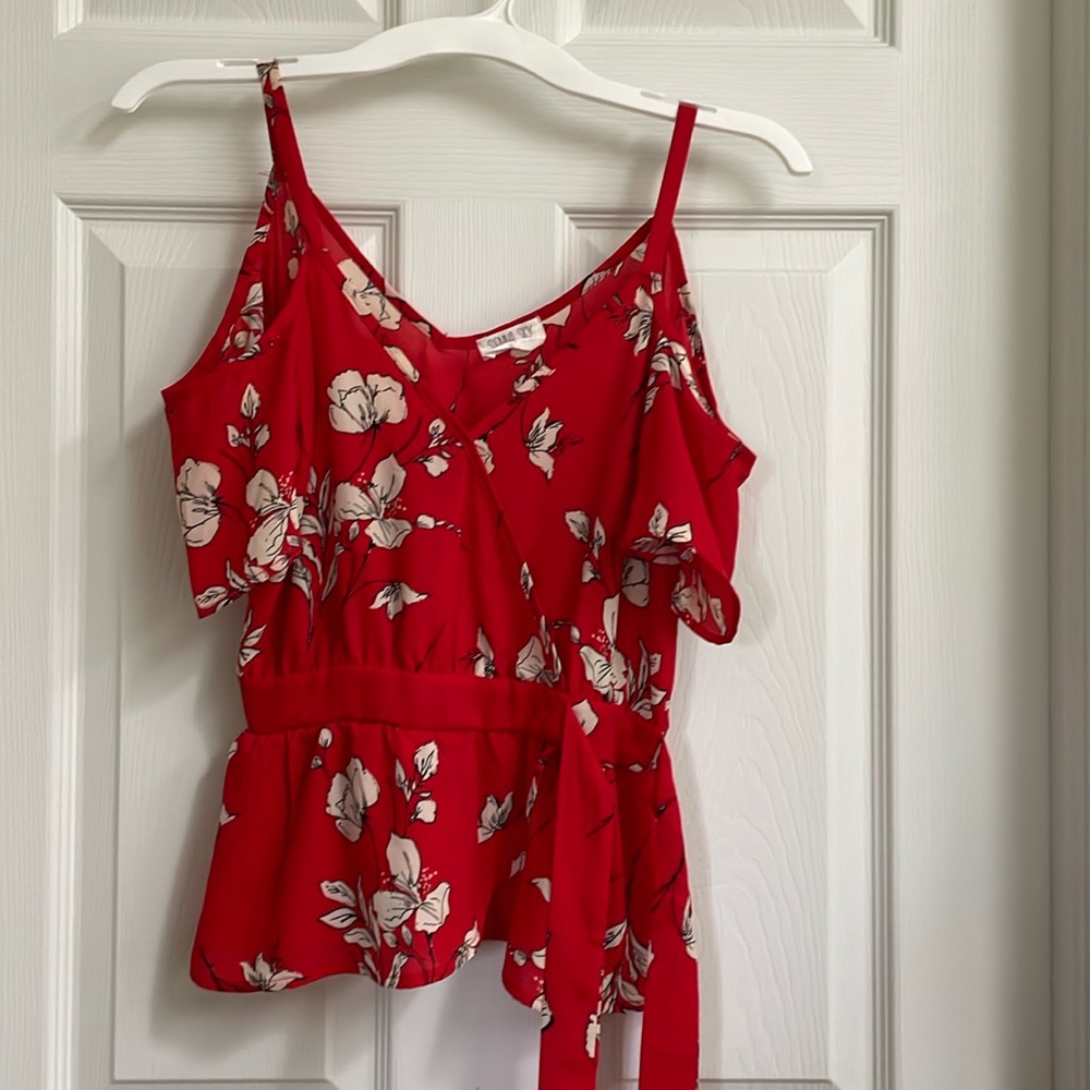 Sienna Sky .. cold shoulder XS blouse with side tie